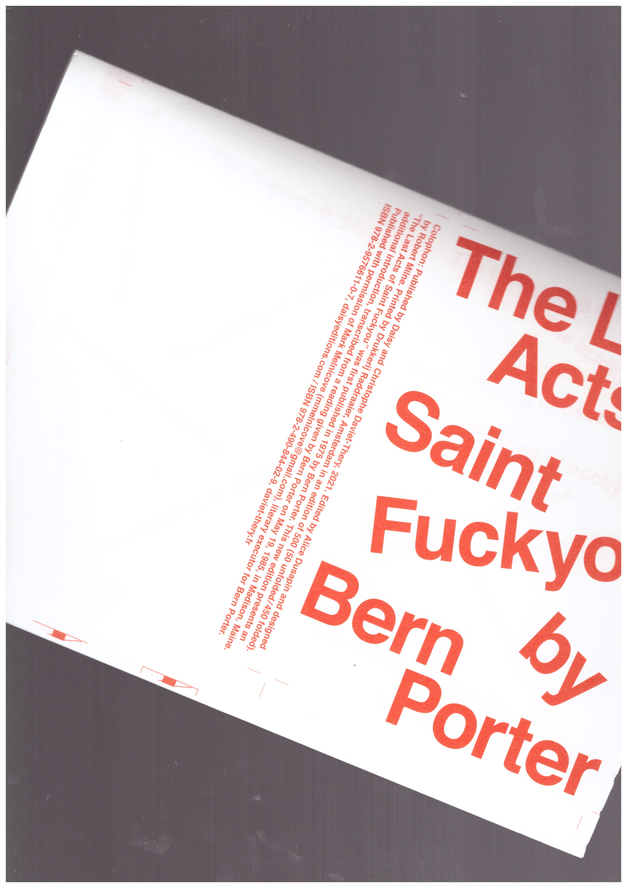 PORTER, Ben - The Last Acts of Saint Fuck You